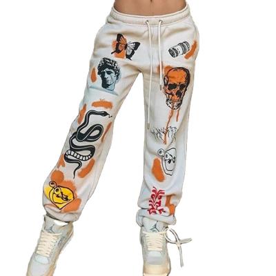 China Customized anti-pilling jogging pants autumn and winter streetwear padded cotton printed women sweatpants for sale