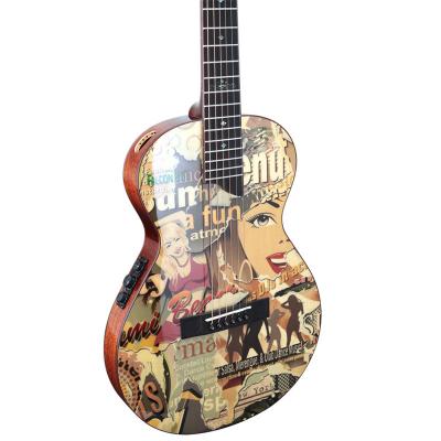 China Exquisite 36 inch high end acoustic electric guitar made from Kahun mahogany guitar on sale for sale