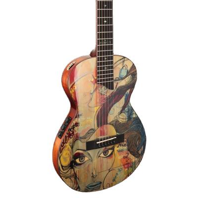 China Exquisite wholesale cheapest 36 inch acoustic electric guitar with color shell beginner guitar for sale