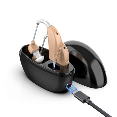 China Newest Portable Sound Amplifier Noise Canceling Rechargeable BTE Ear Hearing Aid For Sever Hearing Loss GM-100A for sale