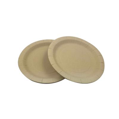 China 9 Inch Disposable Reusable Bamboo Fiber Party Snacks Custom Printed Paper Disposable Round Dinner Dishes for sale