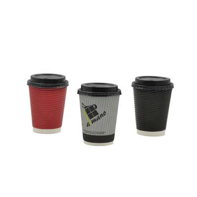 China Wholesale Black Disposable Custom Ripple Paper Coffee Cup For Hot Drinks for sale