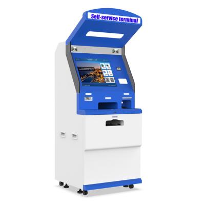 China Hospital Ticket Booths Banks Property OEM Factory 21.5 Inch Self Service Laser Printer Payment Kiosk With Scanner And Camera for sale