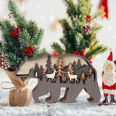 China Eco - Friendly Wooden Animal Ornament Hollowed Out Multi - Layered Wooden Figurine for sale