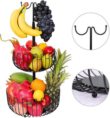 China Sustainable Custom Iron Fruit Bowl Banana Rack Kitchen Storage Basket for sale