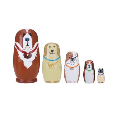 China Eco - Friendly Handmade Wooden Russian Matryoshka Animal Custom Nesting Craft Dolls for sale