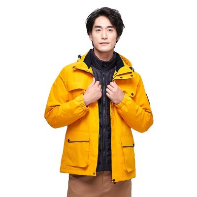 China Fashion Yellow Color Chinese Factory Made QUICK DRY Two In One Men's Jackets, Winter Outwear for sale