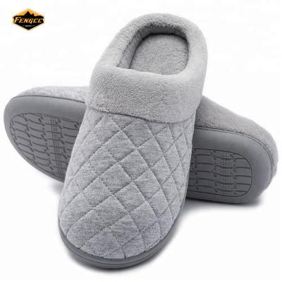 China Indoor Comfort Cotton Woman And Man Memory Foam Slippers With Fleece Lining House Shoes for sale