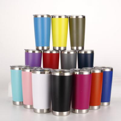 China Wholesale 20oz Double Wall PORTABLE Stainless Steel Powder Coated Tumblers Vacuum Insulated Tumbler Cups 8/18 Food Grade for sale