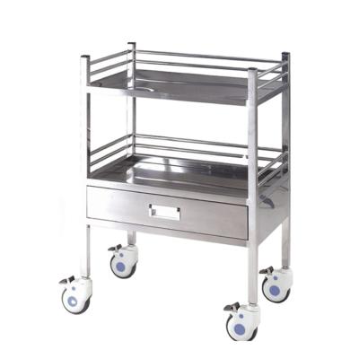 China Hospital Minimalist Equipment Medical Stainless Steel Trolley Trolley With One Drawer for sale