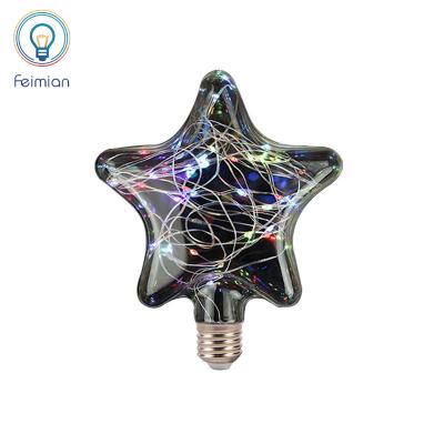 China High Brightness Christmas Color Holiday Light Decoration Heart Starry Star Shape LED Decorative Light Bulb for sale