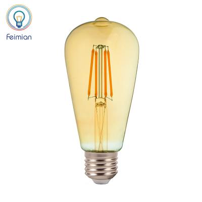 China High Brightness Amber Glass LED 4W ST64 Interior Decorative Vintage Edison Lamps Tungsten Light Bulbs for sale