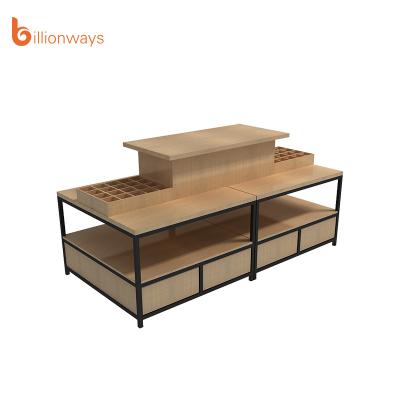 China Convenient Supermarket Type Large Heavy Duty Wooden Metal Display Stand For Store for sale