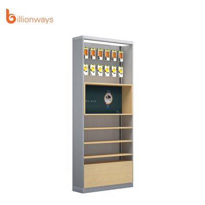 China Indoor Cosmetic Wooden Perfume Store Furniture Design Display Store Wall Mounted Perfume Display Cabinet for sale