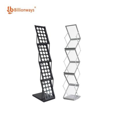 China Hot Sale Fashion Portable And Foldable Display Brochure Magazine Rack Literature Stand For A4 Size Catalog Rack for sale