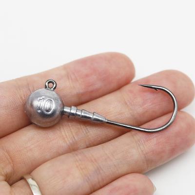 China 3.5g 5g 7g 10g 14g round ball head shape bare jig barb hook hook slow sinking hook tackle for sale