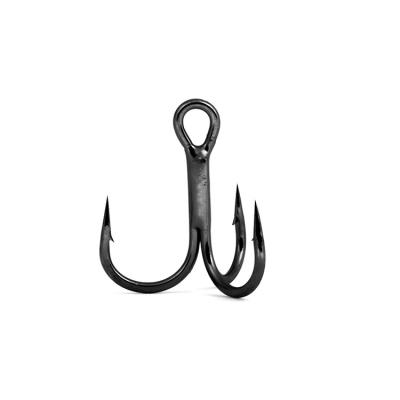 China Fishing Tackle Black High Carbon Steel Treble Bending Fish Hooks 2# 4# 6# 8# 10# Round Bend Treble Fish Hooks For Bass for sale