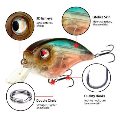 China ABS 13g 55mm ODM OEM Squarebill Crankbait Floating Hard Swim Bait For Bass for sale