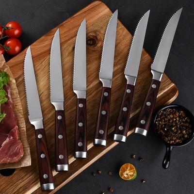 China RUITAI 4116 High Strength Durable Hot Selling German Steel Serrated Steak Knives With Pakkawood Handle for sale