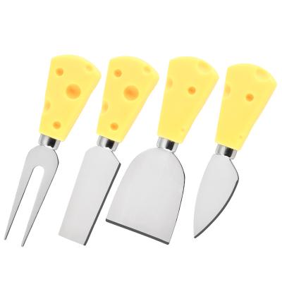 China 4 Stainless Steel Handle Shape Butter Plastic Cheese Knife Blades Set Custom Made PP Pieces for sale