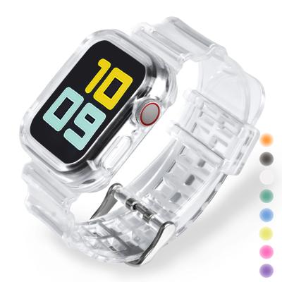 China Silicone Rubber Transparent Strap For Apple Watch Series Se 6 5 4 3 2 Band 40mm 44mm For Iwatch Se 5 4 3 Waterproof Strap 38mm 42mm for sale