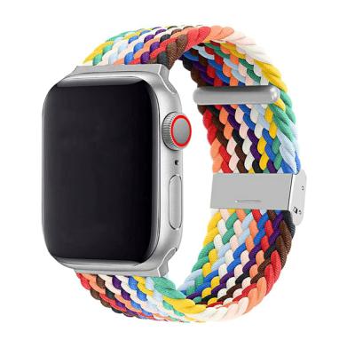 China Fast Shipping Designers Fabric Braided Smart Watch Nylon Band Loop Correa Elastic Strap For Apple Watch 7 41mm 45mm for sale