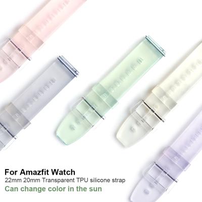 China Water Resistant Realease Replcement Quick Watch Band 20mm 22mm Discolor Transparent Band For Samsung Galaxy Watch Strap 40 Correa Active Strap 2 44mm For Huami Amazfit Bip for sale