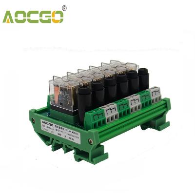 China 6 Channel 1 SPDT DIN Rail Sealed Mount OMRON G2R 24V DC/AC With Fuse Interface Relay Module for sale