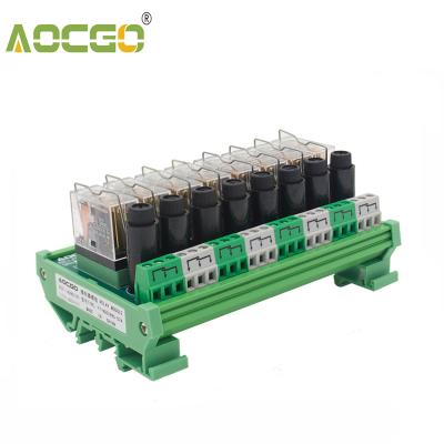 China 8 Channel 1 SPDT DIN Rail Sealed Mount OMRON G2R 24V DC/AC With Fuse Interface Relay Module for sale