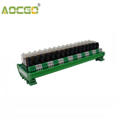 China 16 Channel 1 SPDT DIN Rail Sealed Mount OMRON G2R 24V DC/AC With Fuse Interface Relay Module for sale