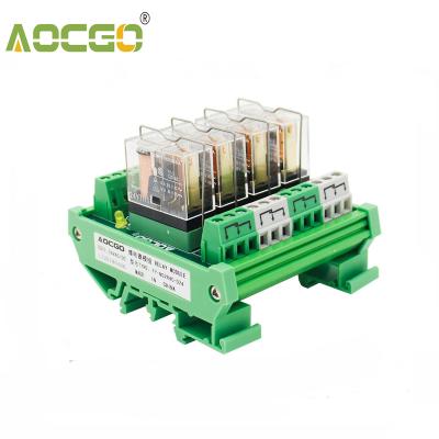 China 4 Channel 1 SPDT DIN Rail Mount OMRON G2R 24V DC/AC Interface Compact Housing Relay Module for sale