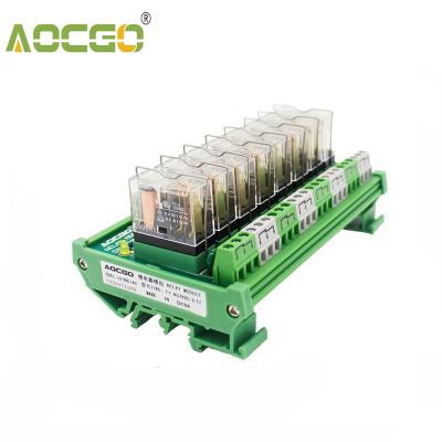 China 8 Channel 1 SPDT DIN Rail Mount OMRON G2R 12V DC/AC Interface Compact Housing Relay Module for sale