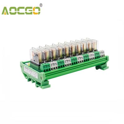 China 10 Channel 1 SPDT DIN Rail Mount OMRON G2R 24V DC/AC Interface Compact Housing Relay Module for sale