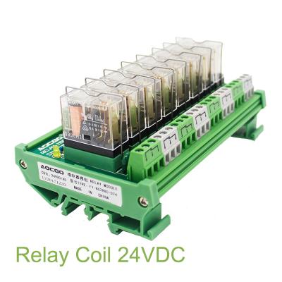 China 8 Channel 1 SPDT DIN Rail Mount OMRON G2R 24V DC/AC Interface Compact Housing Relay Module for sale