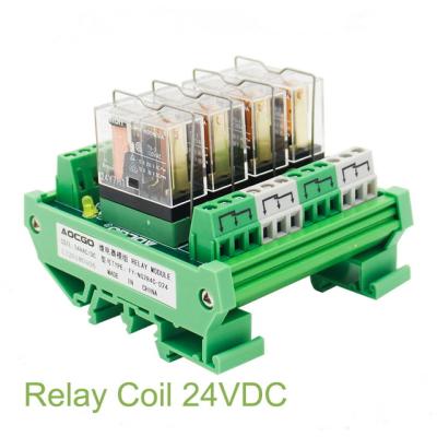 China 4 Channel 1 SPDT DIN Rail Mount OMRON G2R 24V DC/AC Interface Compact Housing Relay Module for sale