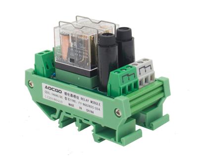 China 2 Channel 1 SPDT DIN Rail Sealed Mount OMRON G2R-1 24V DC/AC with Fuse Interface Relay Module for sale