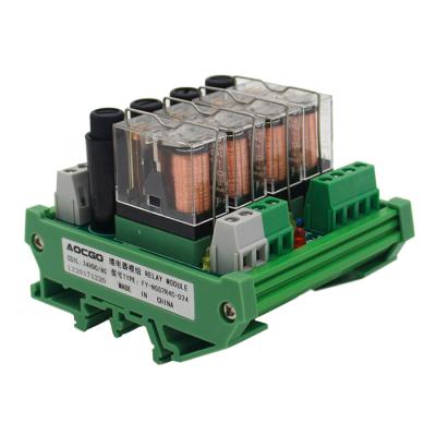 China 4 Channel 1 SPDT DIN Rail Sealed Mount OMRON G2R 24V DC/AC With Fuse Interface Relay Module for sale