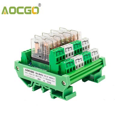 China 4 Channel DPDT DIN Rail Mount Sealed Relay Module OMRON G2R-2 5A 250VAC/30VDC for sale