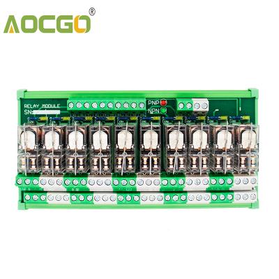 China 10 Channel DPDT DIN Rail Mount Sealed Relay Module OMRON G2R-2 5A 250VAC/30VDC for sale