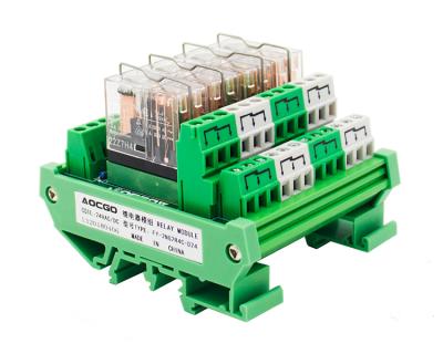 China 4 Channel DPDT DIN Rail Mount Sealed Relay Module OMRON G2R-2 5A 250VAC/30VDC for sale