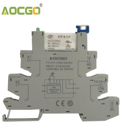 China 6A 24V Relay Sealed Slim Mount On Screw Socket With LED And 24VDC/AC Protection Circuit for sale