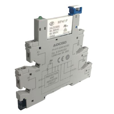 China PLC 6A 1 NO+1 OR 24VDC/AC Input/Output Port Electromagnetic Contact Interface Sealed Slim Relay Module for sale