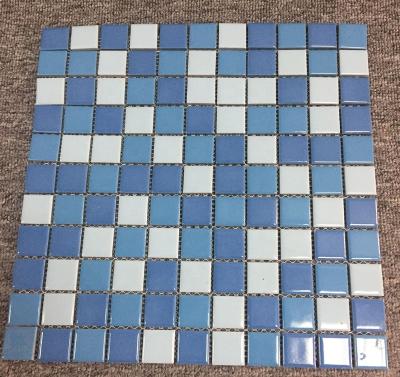 China Modern Cheap Blue Mosaic Tile Swimming Pool Tile 30x30cm for sale