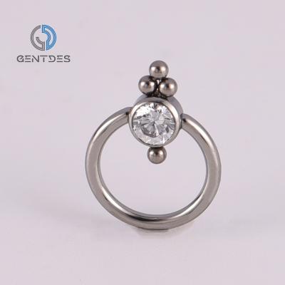 China Fashionable high quality ASTM F136titanium earrings piercing CZ segment Ring Cartilage Spiral Gothic Tragus earring helix piercing for sale