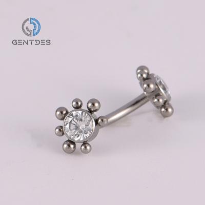 China ASTM F136 TRENDY Titanium Body Jewelry Fashion Women Navel Piercing Belly Button Ring Inlaid Cz Zircon Surgical for sale