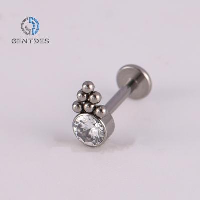 China FASHIONABLE Body Piercing ASTM F136 Titanium Cubic Ring Bioplast Cartilage Tragus Monroe Lip Labret Rings Nose Septum Zircon Stud Earrings for sale