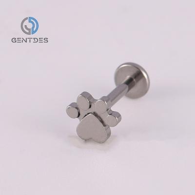 China Fashion Dog Paw Nose Ring ASTM F136 Jewelry Tragus Cartilage Labret Titanium Piercing Stud Earring For Women for sale