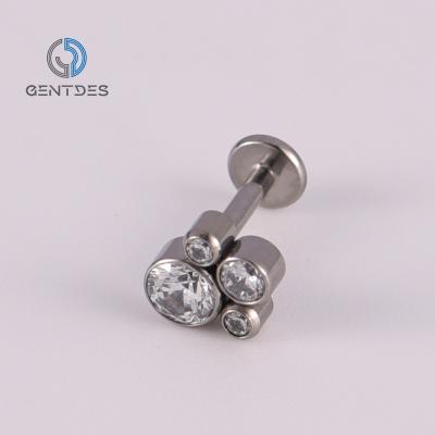 China FASHIONABLE Cartilage Helix Tragus White Zircon Lip Nostril Piercing Seamless Piercing Jewelry G23 Titanium Nose Septum Antiallergic Hinged for sale