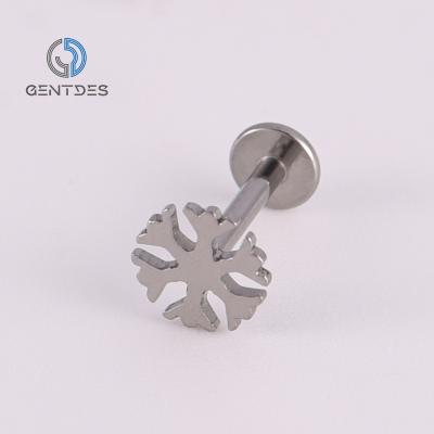 China ASTM F136 FASHIONABLE Titanium Body Jewelry Septum Helix Earrings Piercing Cartilage Internally Threaded Snow Flower Labret Lip Ring for sale