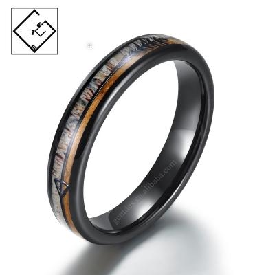 China CLASSIC ready to ship 4mm Ring With Arrow Inlay Deer Antler ceramic rings for sale